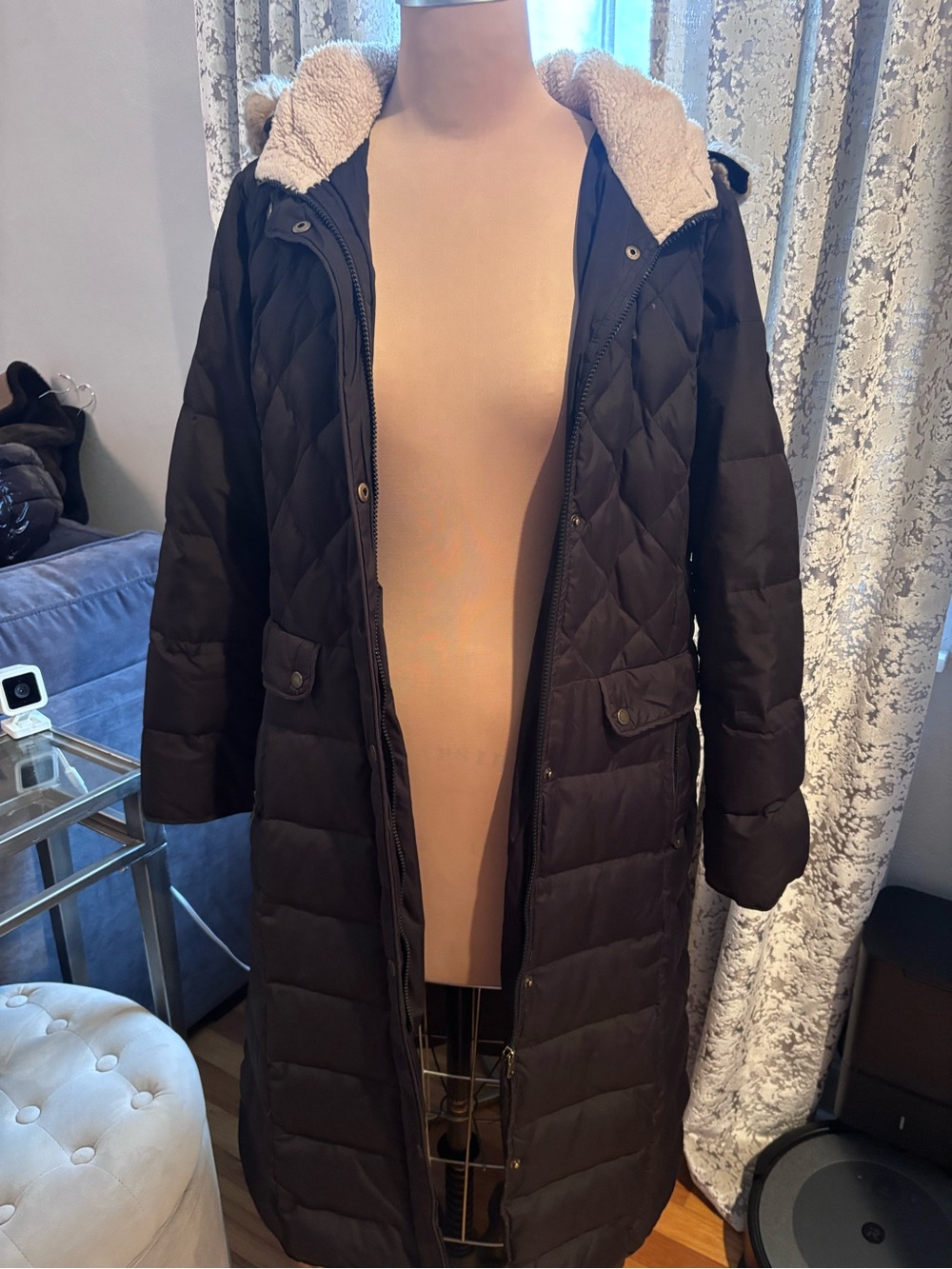 Lauren Ralph Lauren Black Diamond Quilted Long Down Puffer Coat